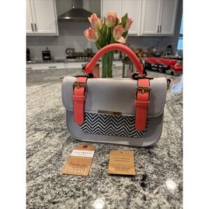 Pixie Mood Steph Bag Purse Gray/pink/black Vegan Leather‎ Handbag Rare #30